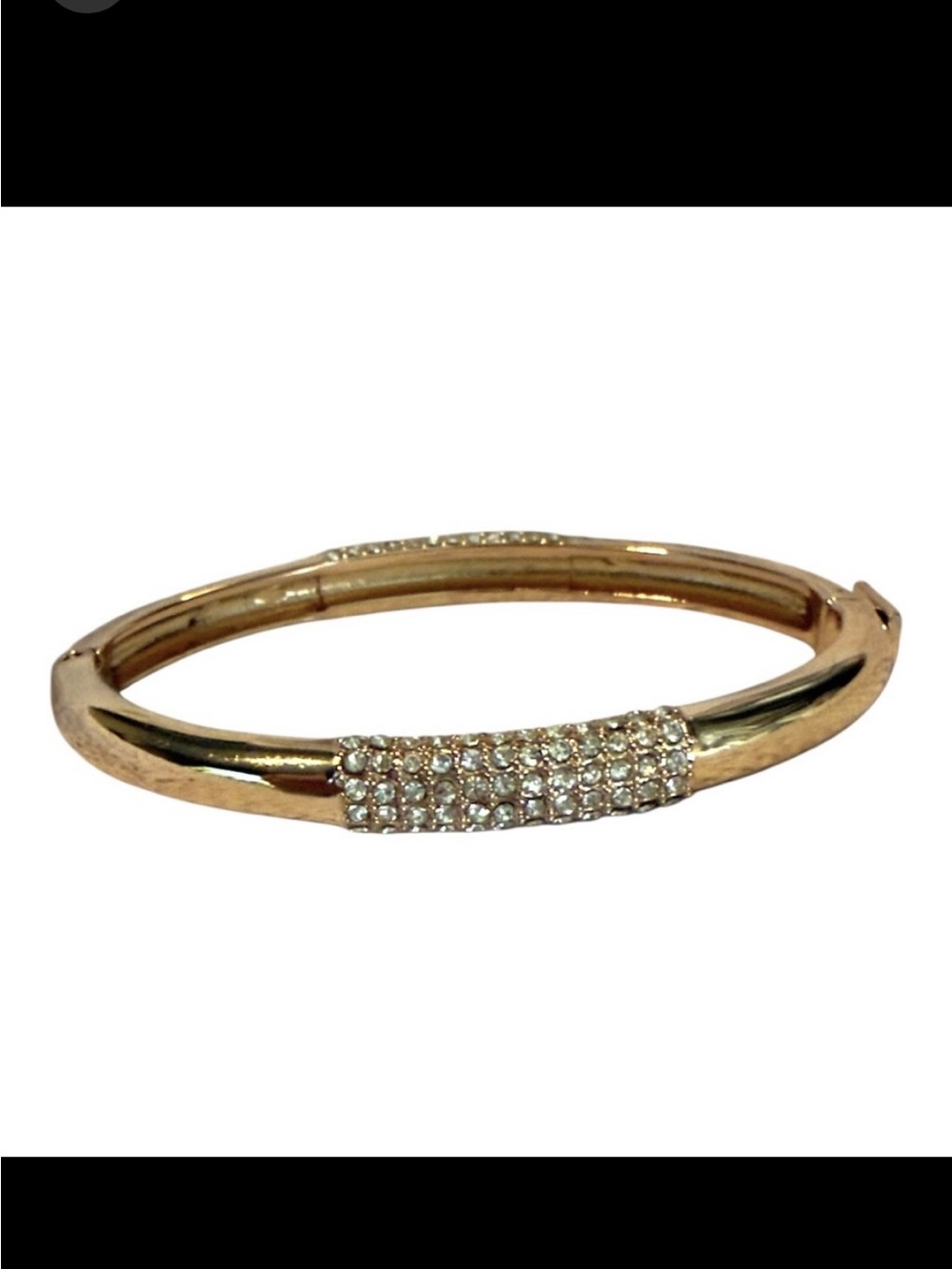 Vince Camuto goldtone crystal pavé hinged bangle bracelet Womens costume jewelry